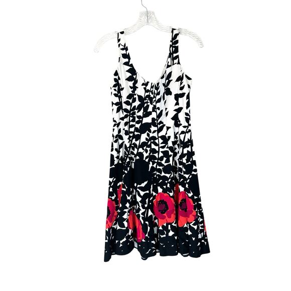 Nine West Black White Sleeveless Floral‎ Print Fit & Flare Sun Dress Size 6 - Picture 7 of 9